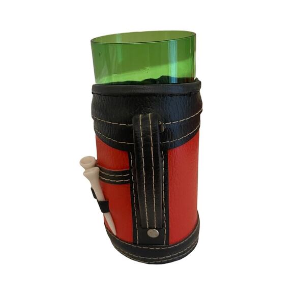 (1) Drinking Glass in Golf Bag Holder Barware Kitschy Country Club 1970s Vintage - Picture 4 of 6